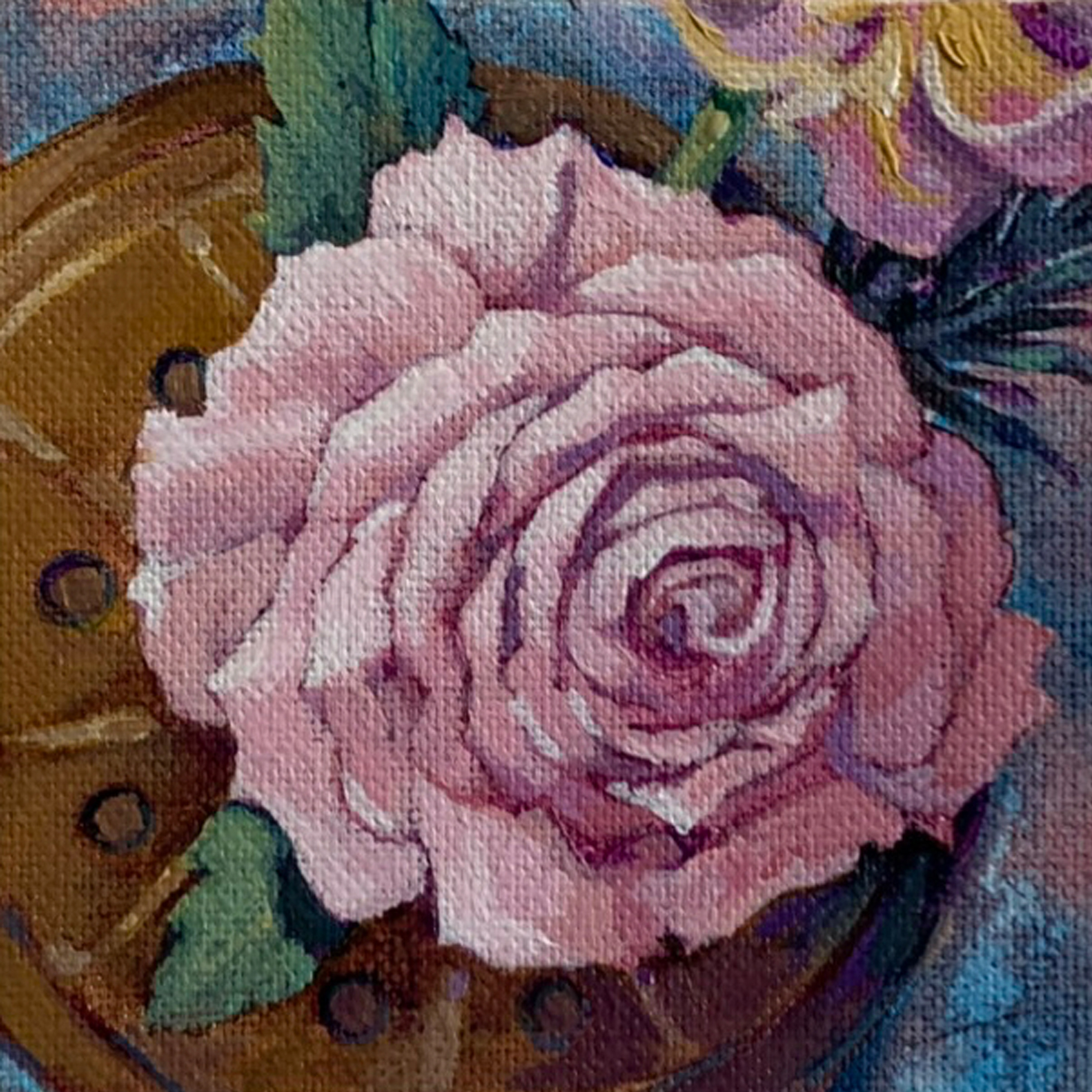 Heirloom Rose. 102 x 102 mm. Acryl und Tinte auf Leinwand. Privater Auftrag. | Heirloom Rose. 4 x 4 inches. Acrylic and ink on canvas. Private Commission.